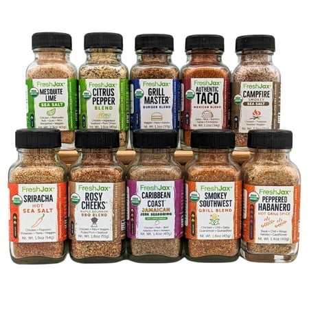 FreshJax Premium Organic Gourmet Spice Gift Set, Meat Steak Lover Seasonings Sampler (Meat 10 Spice Gift Set)