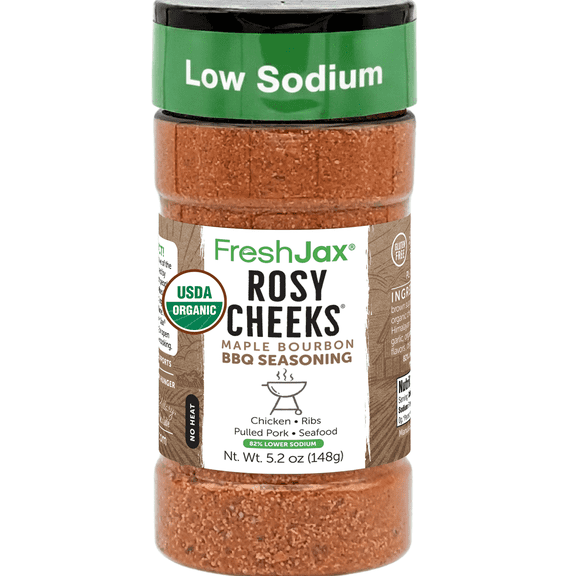 FreshJax Organic Rosy Cheeks Maple Bourbon BBQ Rub Blend, 6.5oz - Plant-Based, Low Sodium, Gluten-Free