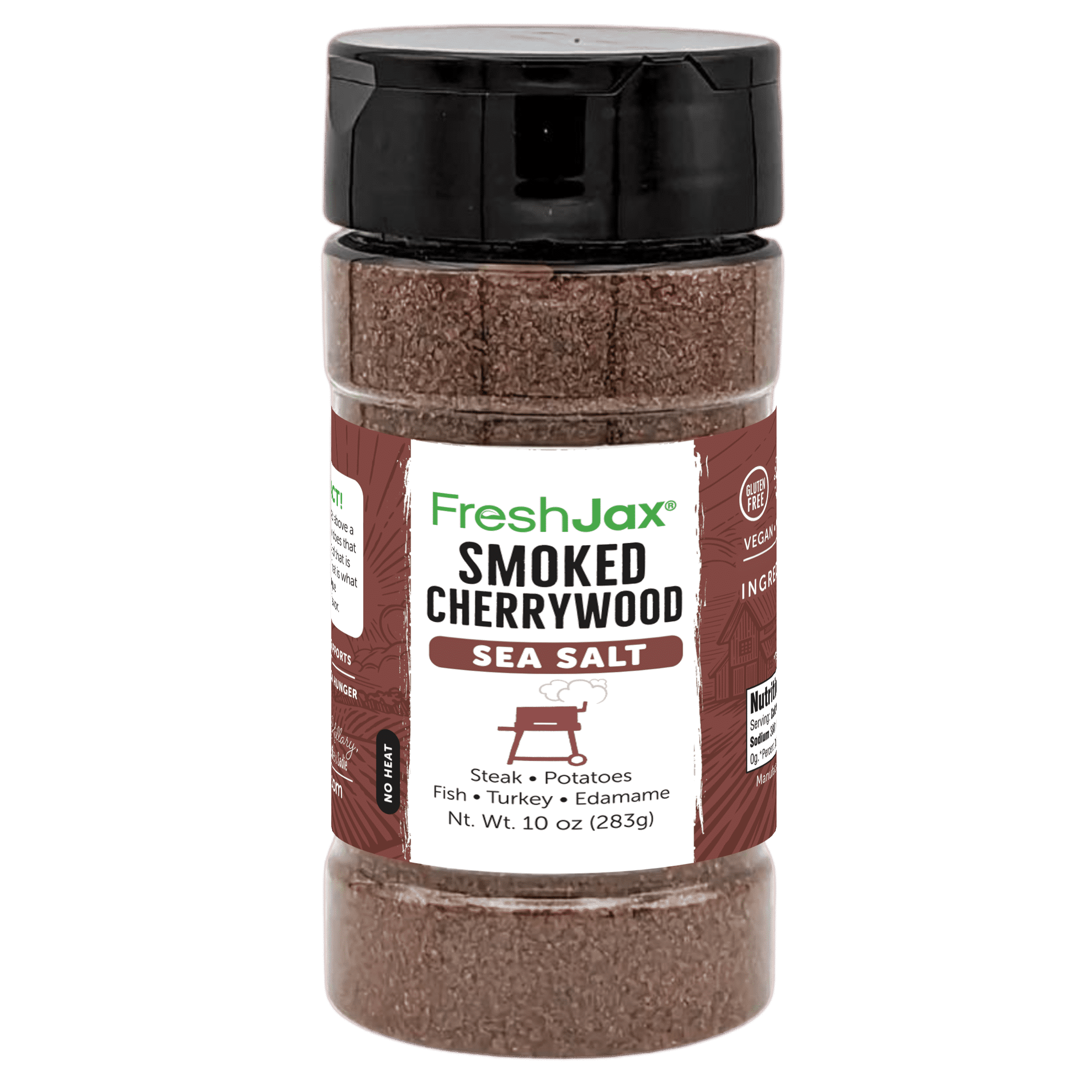 FreshJax Smoked Cherrywood Seasoned Sea Salt - 10oz Bottle | Non GMO, Gluten Free, Keto, Paleo, No Preservatives | Handcrafted in Jacksonville
