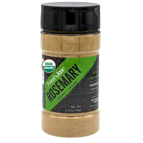 FreshJax Organic Ground Rosemary Powder – 2.6 oz Dried Rosemary Leaves, Non-GMO, Gluten-Free, Keto, Paleo – No Preservatives – Aromatic Herb Seasoning for Cooking, Marinades & Roasting
