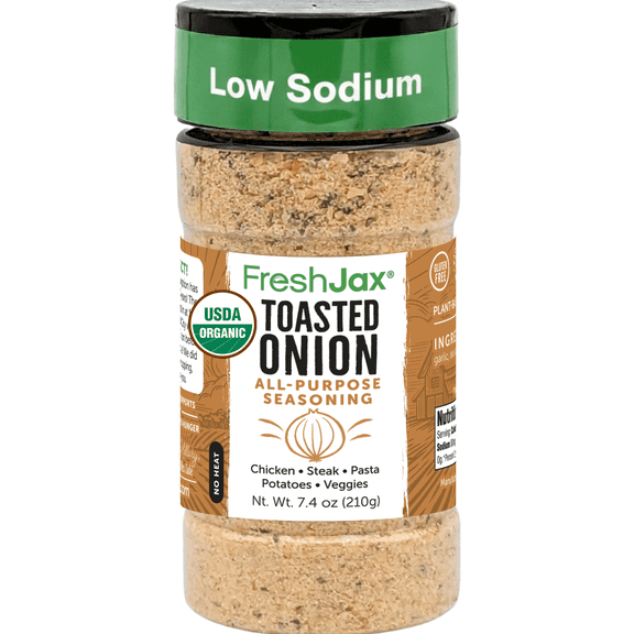 FreshJax Organic Toasted Onion Seasoning, All-Purpose Spice Blend for Cooking, Roasting, Pasta & Potatoes, 7.4 oz