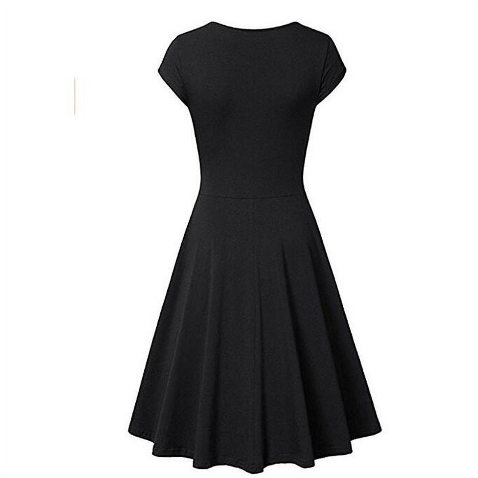 FreshLook Summer Floral Print A Line Cap Sleeve V Neck Swing Dress ...