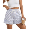 thumbnail image 1 of FreshPretty Casual Striped Shorts for Women Spring Summer Elastic Waist Y2K Lounge Vacation Beach PJ Bottoms Clothes, 1 of 9