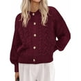 thumbnail image 1 of FreshPretty Chunky Cardigan Sweaters for Women Fall Fashion Button Lantern Long Sleeve Cable Knit Winter Coats Outerwear, 1 of 6