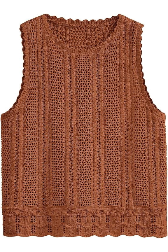 Crochet Tank Top Vacation Outfits for Women Sweater Vest Beach Cover Ups Spring Summer Sleeveless Cruise Resort Wear