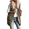 thumbnail image 1 of FreshPretty Fall Long Puffer Vest Women Sleeveless Hooded Reversible Fleece Sherpa Jacket Zip Up Winter Coat Outerwear Vests, 1 of 5