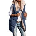 thumbnail image 1 of FreshPretty Fall Long Puffer Vest Women Sleeveless Hooded Reversible Fleece Sherpa Jacket Zip Up Winter Coat Outerwear Vests, 1 of 5
