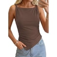 thumbnail image 1 of FreshPretty Going Out Tops for Women Summer Twist Straps Asymmetrical Ruched Tank Top Slim Fit Sleeveless Shirts Y2K Clothes, 1 of 8