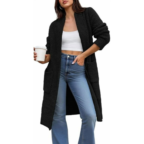 FreshPretty Long Cardigans for Women Trendy Fall Open Front Long Sleeve Oversized Sweaters Casual Knit Winter Coats