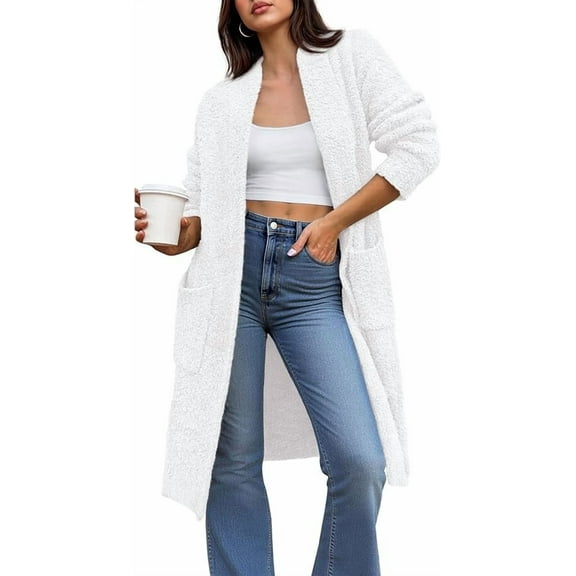 FreshPretty Long Cardigans for Women Trendy Fall Open Front Long Sleeve Oversized Sweaters Casual Knit Winter Coats