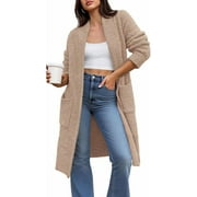 FRESHPRETTY Long Cardigans for Women Trendy Fall Open Front Long Sleeve Oversized Sweaters Casual Knit Winter Coats