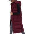 thumbnail image 1 of FreshPretty Long Puffer Vest Women Quilted Hooded Button Down Zip Up Sleeveless Vests Outerwear Padded Jacket Fall Winter Coat, 1 of 6