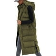 thumbnail image 1 of FreshPretty Long Puffer Vest Women Quilted Hooded Button Down Zip Up Sleeveless Vests Outerwear Padded Jacket Fall Winter Coat, 1 of 6