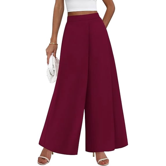 FreshPretty Palazzo Pants for Women Elastic High Waisted Wide Leg Trousers Business Casual Office Work,Lightweight Summer ,Fall Vacation Outfits