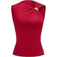 thumbnail image 1 of FreshPretty Spring Tops for Women Asymmetrical Neck Sleeveless Going Out Summer Outfits Casual Ruched Y2k Tank Top Clothes, 1 of 9