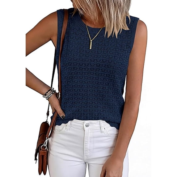 FreshPretty Sweater Vest Women Crochet Tank Tops Spring Summer Sleeveless Knit Pullover Beach Cover Up Vacation Outfits