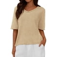 thumbnail image 1 of FreshPretty Sweaters for Women Summer Oversized Half Short Sleeve Knitted Pullover V Neck‌ Casual Loose Fit Spring Tops, 1 of 9
