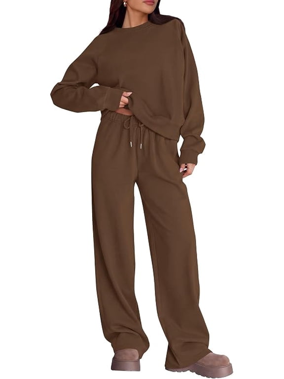 Sweatsuits Women 2 Piece Outfit Sweat Set Lounge Sets,Fall Matching Sets Clothing,Airport Travel Outfit,Comfort Sweatshirt,Wide Leg Sweatpants,Workout Athleisure,Jogger Tracksuit
