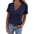 thumbnail image 1 of FreshPretty V Neck T Shirts for Women Summer Tops Spring Short Sleeve Dressy Casual Blouses Basic Tees Fashion Clothing, 1 of 7