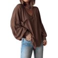 thumbnail image 1 of FreshPretty Women's Ribbed Long Sleeve Tops Summer Spring Pullover Knit Casual V Neck Blouses Trendy Loose Fit Tunic Top, 1 of 7