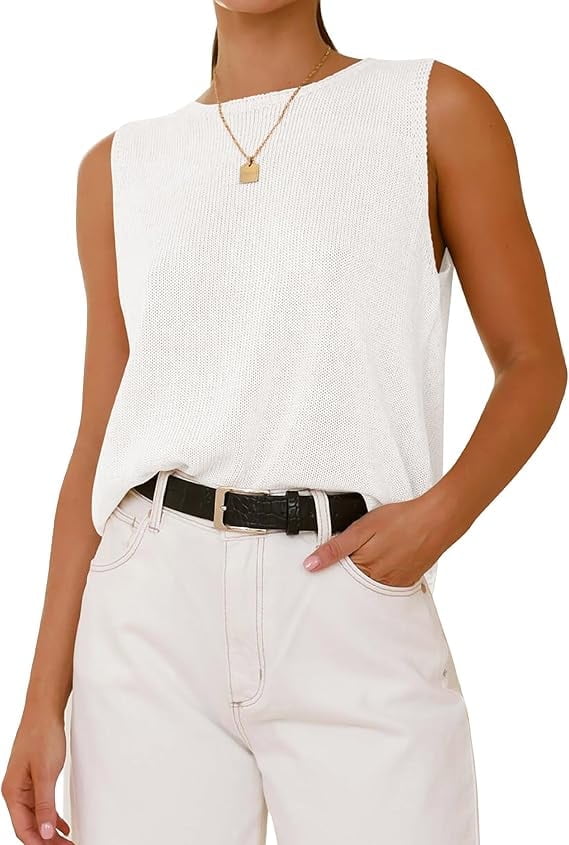 LISTHA Womens Casual Chunky Knit Vest Gold Button Down Crop