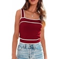 thumbnail image 1 of FreshPretty Women's Trendy Summer Square Neck Crop Tank Tops Casual Color Block Knit Sleeveless Slim Fit Y2k Cami Shirts, 1 of 7