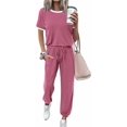 thumbnail image 1 of FreshPretty Womens 2 Piece Outfits Summer Tracksuit Sets Short Sleeve Tops Travel Long Pants Jogger Lounge Set, 1 of 8