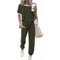 thumbnail image 1 of FreshPretty Womens 2 Piece Outfits Summer Tracksuit Sets Short Sleeve Tops Travel Long Pants Jogger Lounge Set, 1 of 8