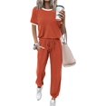 thumbnail image 1 of FreshPretty Womens 2 Piece Outfits Summer Tracksuit Sets Short Sleeve Tops Travel Long Pants Jogger Lounge Set, 1 of 8