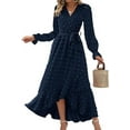 thumbnail image 1 of FreshPretty Womens Boho Cocktail Maxi Dress Fall Fashion V Neck Long Sleeve Swiss Dot Flowy Slit Wedding Guest Dresses, 1 of 6