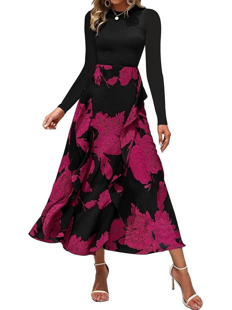 casual long sleeve fall dresses Final Sale Plus Size Long Sleeve Casual Loose Pocket Dress in Orange main image 1