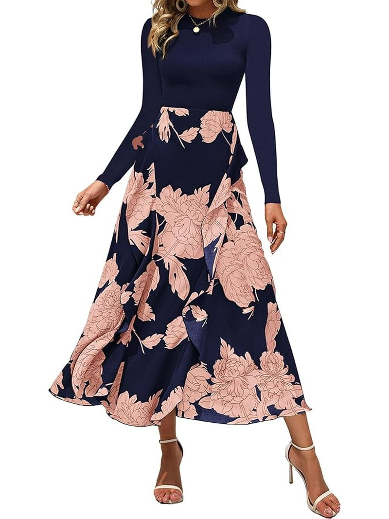 knee length dresses for ladies All Inclusive Blue Floral Maxi Dress – Shop the Mint