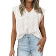 thumbnail image 1 of FreshPretty Womens Oversized Sweater Vest 2025 Summer V Neck Casual Sleeveless Sweaters Loose Cable Knit Pullover Tops, 1 of 6