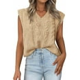 thumbnail image 1 of FreshPretty Womens Oversized Sweater Vest 2025 Summer V Neck Casual Sleeveless Sweaters Loose Cable Knit Pullover Tops, 1 of 6
