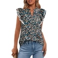 thumbnail image 1 of FreshPretty Womens Tops Dressy Casual Spring Summer Shirts Boho Floral V Neck Ruffle Cap Sleeve Business Work Blouses, 1 of 9