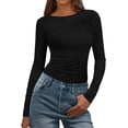 thumbnail image 1 of FreshPretty Womens Tops Dressy Casual Workout Outfits Fall Long Sleeve Shirts Boat Neck Ruched Bodycon Going Out Top, 1 of 10