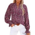 thumbnail image 1 of FreshPretty Womens V Neck Floral Long Sleeve Tops Summer Casual Loose Puff Sleeve Chiffon Boho Work Blouse Dressy T Shirts, 1 of 7