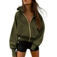 thumbnail image 1 of FreshPretty Womens Zip Up Hoodies Long Sleeve Fashion Sweatshirt Fleece Y2K Hooded Jacket 2025 Trendy Fall Spring Clothes, 1 of 6