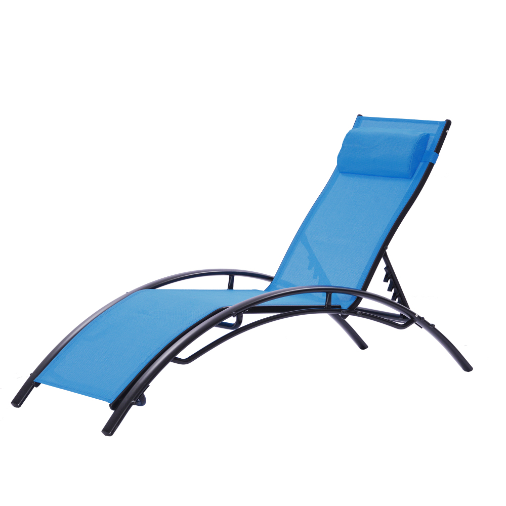 FreshTop 2PCS Set Chaise Lounges Outdoor Lounge Chair Lounger Recliner Chair For Patio Lawn Beach Pool Side Sunbathing, Blue - image 1 of 9