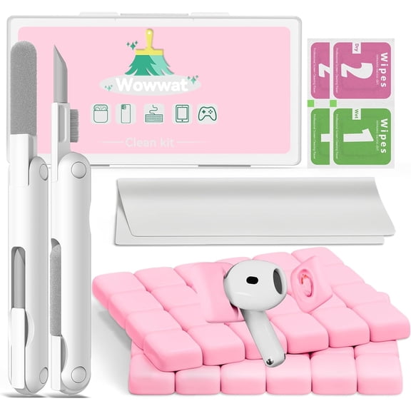 Ahot for Airpods Cleaner Kit,Bluetooth Earbuds 3 in 1 Multi-Function Cleaning Pen and Cleaning Putty,for Airpods Pro Phone Charging Port,Earbuds,Headphone, iPod,Case,iPhone,ipad,Laptop (Pink)