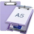 thumbnail image 1 of HH Small Clipboard with Storage, A5 Clipboards with Pen Holder, Half Letter Clip Boards 6x9 Mini Plastic Clipboard with Low Profile Clip for Classroom, School, Office Supplies (Light Purple), 1 of 8