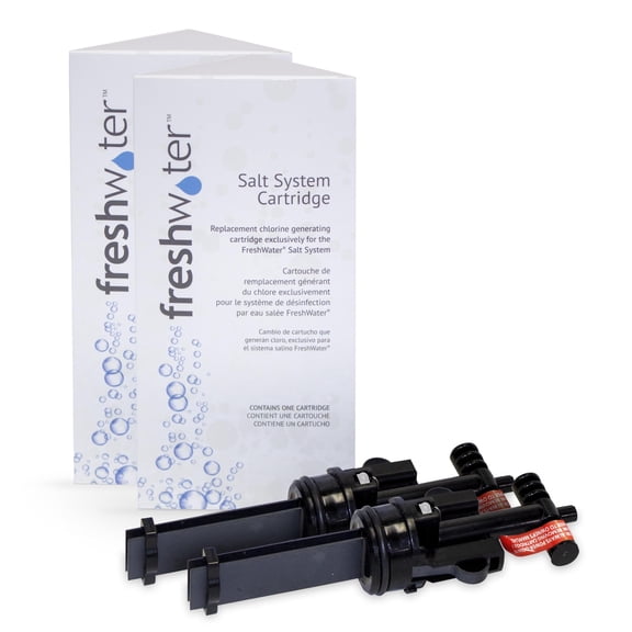 FreshWater Salt System Cartridge - Water Treatment Replacement Cartridge for Spas & Hot Tubs - Easy Maintenance - Supports Natural-Feeling Water to Help Prevent Dry Eyes & Itchy Skin (2 Pack)