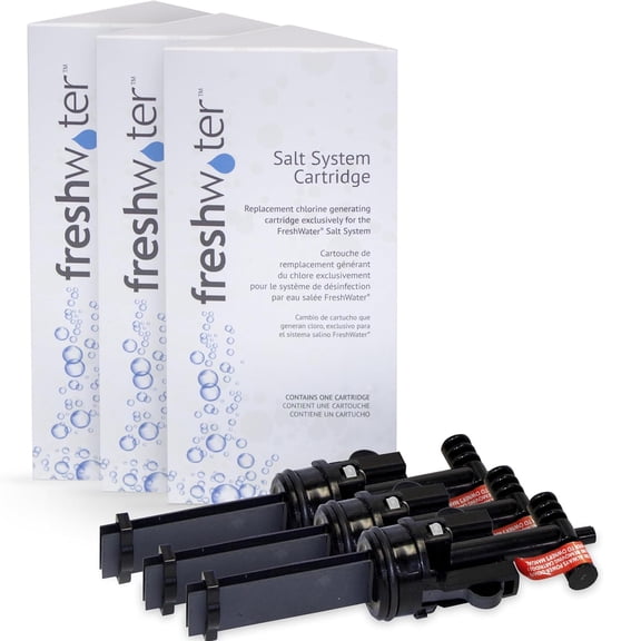 FreshWater Salt System Cartridge - Water Treatment Replacement Cartridge for Spas & Hot Tubs - Easy Maintenance - Supports Natural-Feeling Water to Help Prevent Dry Eyes & Itchy Skin (3 Pack)
