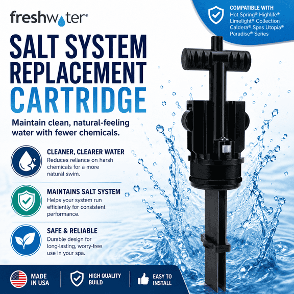 FreshWater Salt System Chlorine Generating Replacement Cartridge Single Element, Long Lasting Spa Cartridge Fits All FreshWater Hot Spring Spa Salt Water Systems