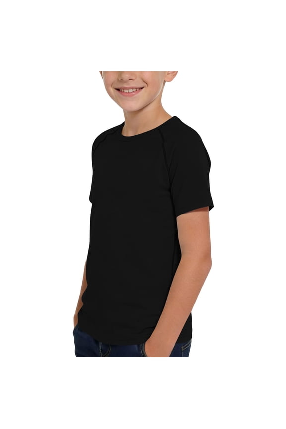 Children's Summer Solid Color Round Neck Short Sleeves T-shirt Fitness Leisure Exercise Top Kids