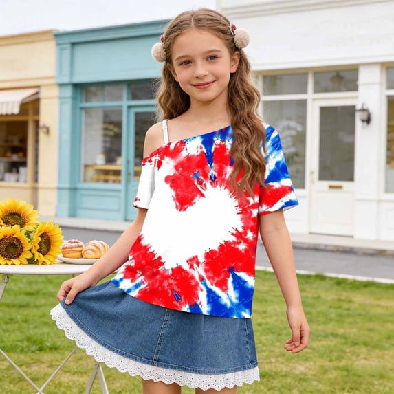 Freshbabe Cute and Casual Summer Short-Sleeved T-shirt Gifts for Kids Suitable for Girls Aged 5-14.