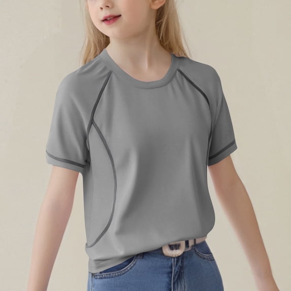 Freshbabe Girls Athletic Sport Crew Neck Short Sleeve T-Shirt Quick Dry Breathable Comfortable Casual Workout Tops Multiple Colors Sizes