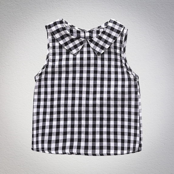 Freshbabe Girls Pink Gingham Sleeveless Tank Top,Collar Plaid Blouse, Casual Cute Gingham Tank Top for School, Summer and Holiday Wear