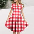 thumbnail image 1 of Freshbabe Girls'Polka Dot Tiered Dress, Ruffle Short Sleeve Casual Summer Dress for Kids, 1 of 7