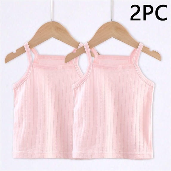 Freshbabe Kids 2-Pack Tank Tops for Girls,Soft Ribbed Spaghetti Strap Sleeveless Shirts, Multipack Casual Undershirts for Summer, Back to School and Beach Trips,Size 0-8